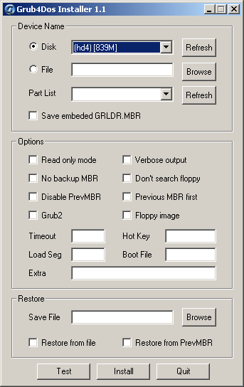 Grub4Dos Installer